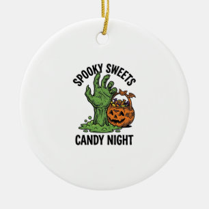 Halloween Candy Monster Vintage Spooky Treat Graph Ceramic Tree Decoration