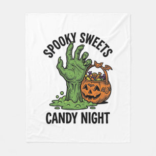 Halloween Candy Monster Vintage Spooky Treat Graph Fleece Blanket