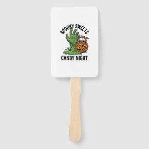 Halloween Candy Monster Vintage Spooky Treat Graph Hand Fan