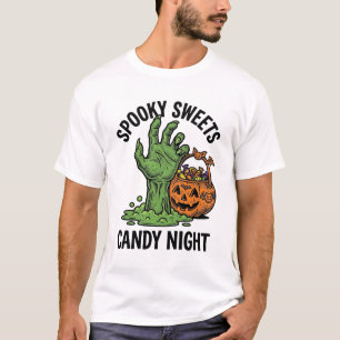 Halloween Candy Monster Vintage Spooky Treat Graph T-Shirt