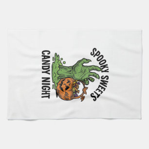 Halloween Candy Monster Vintage Spooky Treat Graph Tea Towel