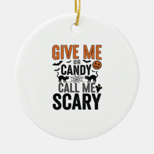 Halloween Candy or Call Me Scary Vintage Graphic_1 Ceramic Tree Decoration