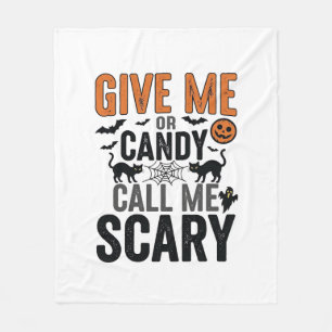 Halloween Candy or Call Me Scary Vintage Graphic_1 Fleece Blanket