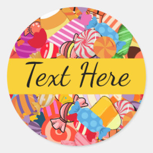 Halloween candy pattern classic round sticker