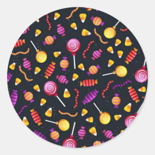 Halloween candy pattern classic round sticker