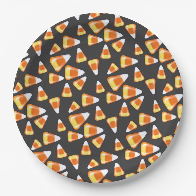 Halloween candy pattern, fun candy corn treats   paper plate (Front)