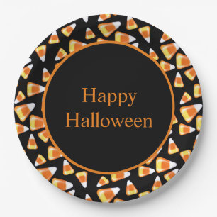 Halloween candy pattern, fun candy corn treats paper plate