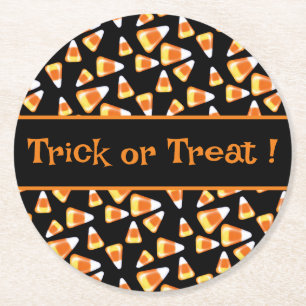 Halloween candy pattern, fun candy corn treats   round paper coaster