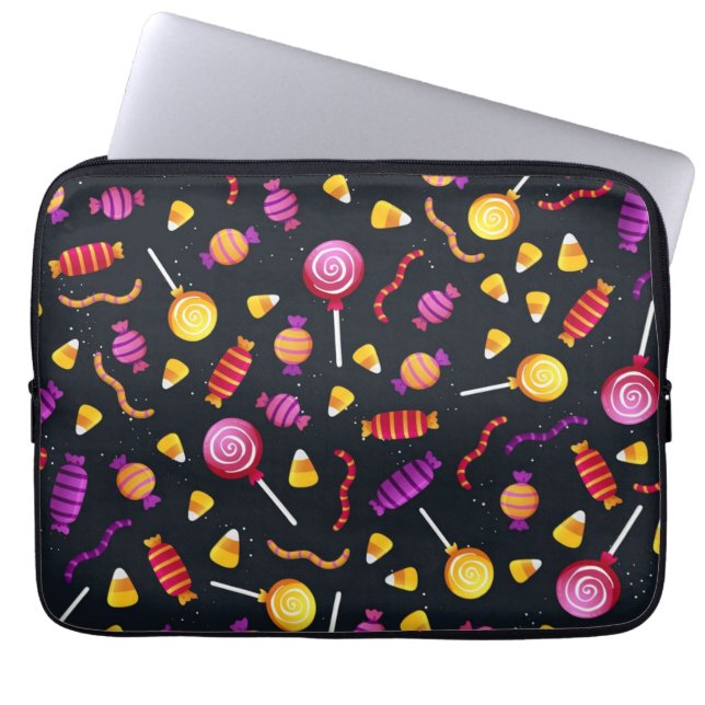 Halloween candy pattern laptop sleeve (Front)