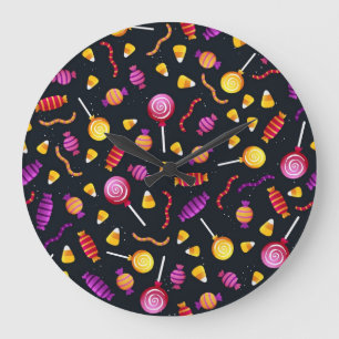 Halloween candy pattern large clock