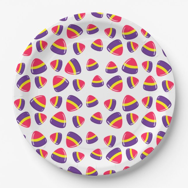 Halloween Candy Pattern Paper Plate (Front)