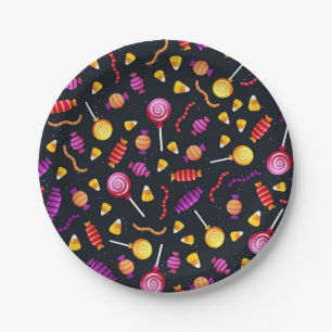 Halloween candy pattern paper plate