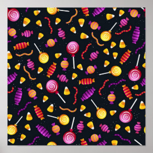 Halloween candy pattern poster