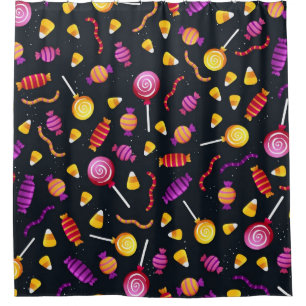 Halloween candy pattern shower curtain