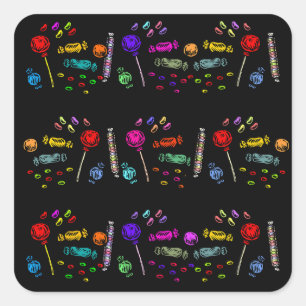 Halloween Candy Pattern Square Sticker
