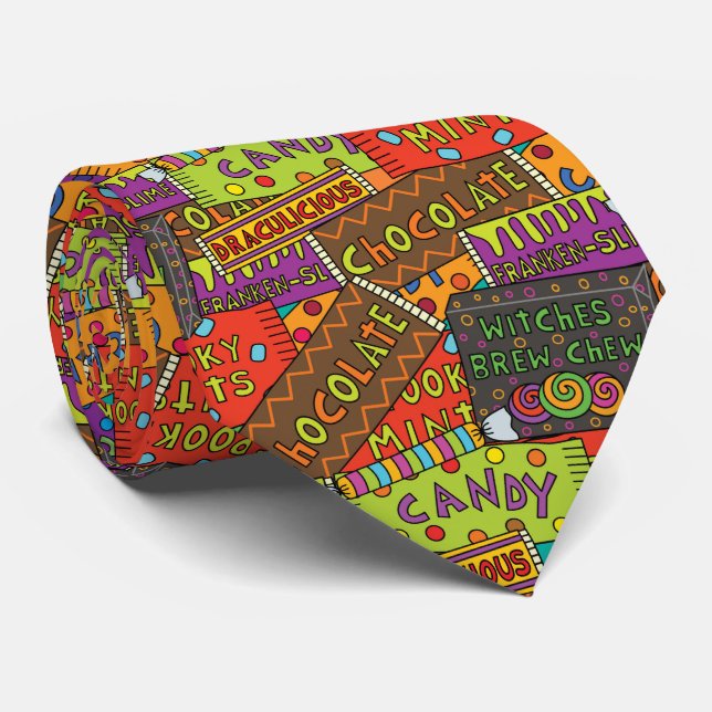 Halloween Candy Pattern Tie (Rolled)