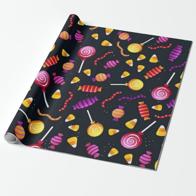 Halloween candy pattern wrapping paper (Unrolled)