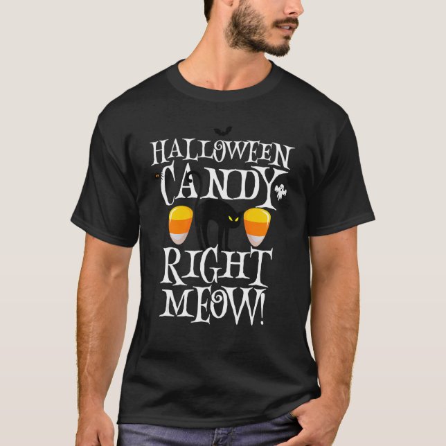 Halloween Candy Right Meow  Black Cat Boys Girls K T-Shirt (Front)