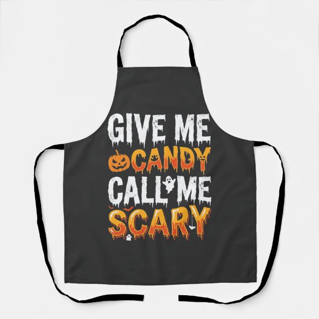 Halloween Candy Scary Ghost Design_1 Apron (Front)