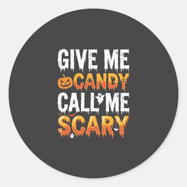 Halloween Candy Scary Ghost Design_1 Classic Round Sticker (Front)