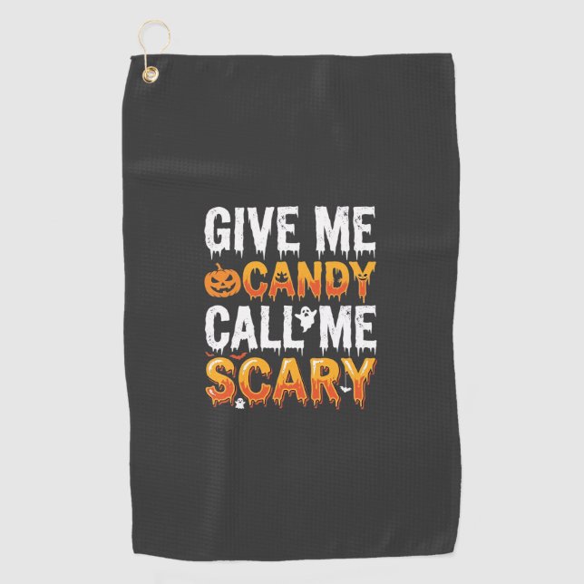 Halloween Candy Scary Ghost Design_1 Golf Towel (Front)