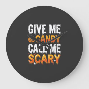 Halloween Candy Scary Ghost Design_1 Large Clock