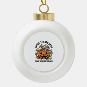 Halloween Candy Shirt Cute Monster Treat Design_1 Ceramic Ball Christmas Ornament