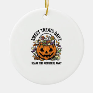 Halloween Candy Shirt Cute Monster Treat Design_1 Ceramic Tree Decoration