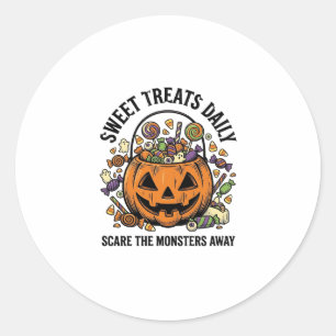 Halloween Candy Shirt Cute Monster Treat Design_1 Classic Round Sticker