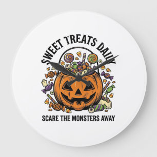 Halloween Candy Shirt Cute Monster Treat Design_1 Large Clock