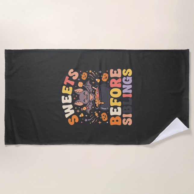 Halloween Candy Sibling Swap Beach Towel (Front)
