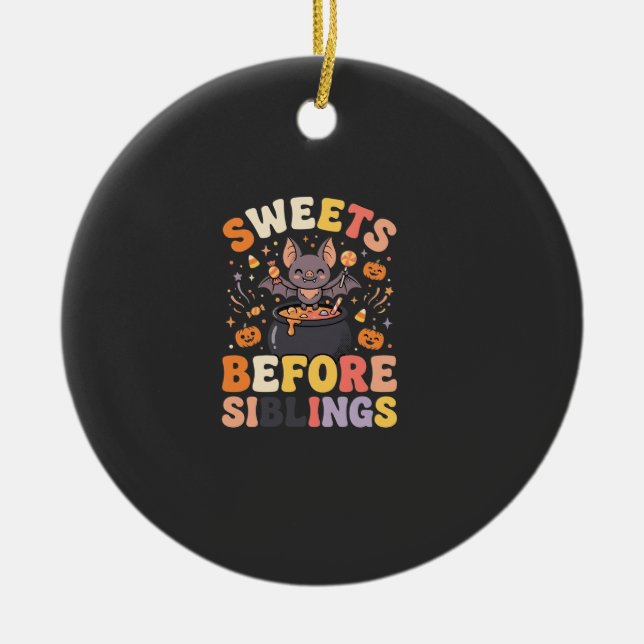 Halloween Candy Sibling Swap Ceramic Tree Decoration (Front)