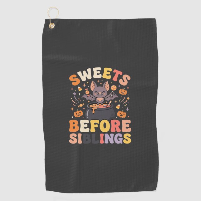Halloween Candy Sibling Swap Golf Towel (Front)