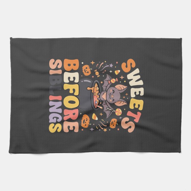 Halloween Candy Sibling Swap Tea Towel (Horizontal)