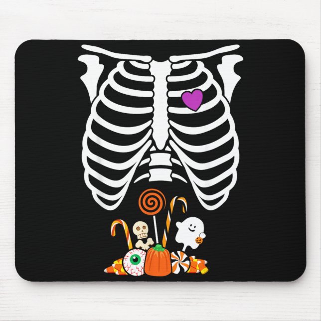 Halloween Candy Skeleton Rib Cage X-Ray Funny Mouse Mat (Front)