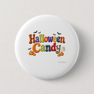 Halloween Candy Striped Ghost Lettering 6 Cm Round Badge