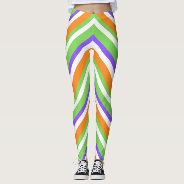 Halloween Candy Swirl White Leggings (Front)