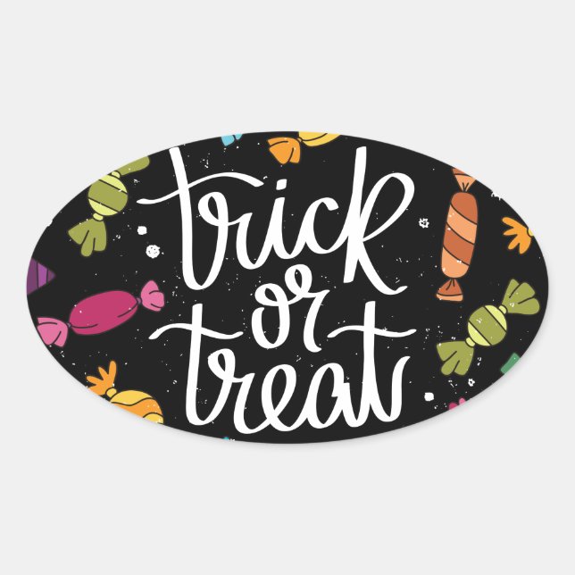 Halloween Candy Trick Or Treat Oval Sticker (Front)