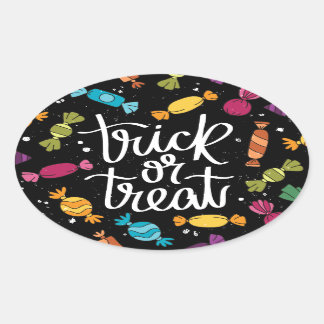 Halloween Candy Trick Or Treat Oval Sticker