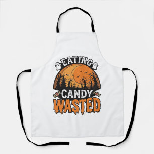 Halloween Candy Wasted Vintage Spooky Shirt Design Apron