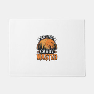 Halloween Candy Wasted Vintage Spooky Shirt Design Doormat