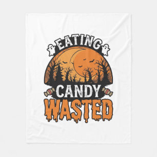 Halloween Candy Wasted Vintage Spooky Shirt Design Fleece Blanket