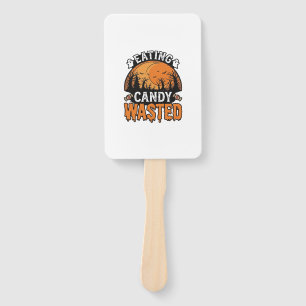 Halloween Candy Wasted Vintage Spooky Shirt Design Hand Fan