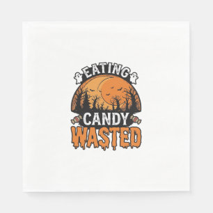 Halloween Candy Wasted Vintage Spooky Shirt Design Napkin