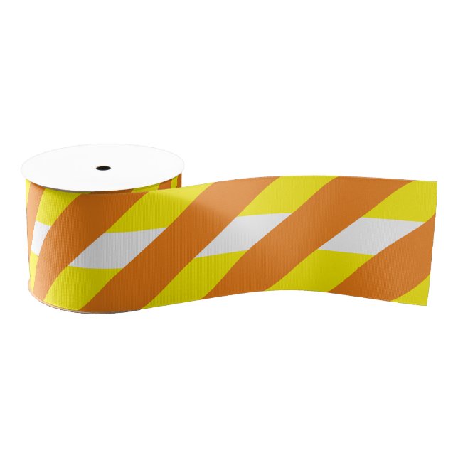 Halloween Candy Yellow, Orange and White Ribbon Grosgrain Ribbon (Spool)