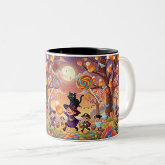 Halloween Candyland Parade Two-Tone Coffee Mug