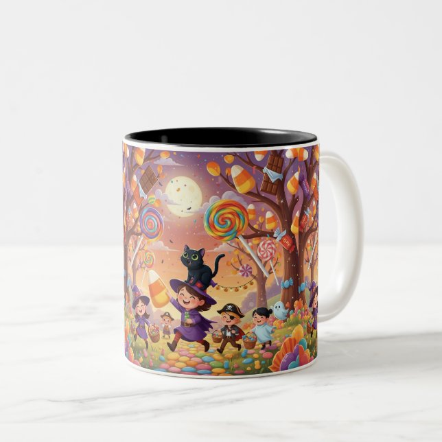Halloween Candyland Parade Two-Tone Coffee Mug (Front Right)