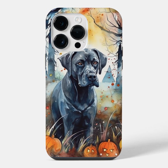Halloween Cane Corso With Pumpkins Scary iPhone Case (Back)