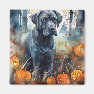 Halloween Cane Corso With Pumpkins Scary Magnet