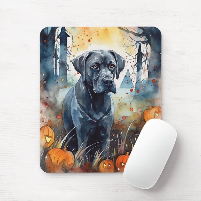 Halloween Cane Corso With Pumpkins Scary Mouse Mat (With Mouse)